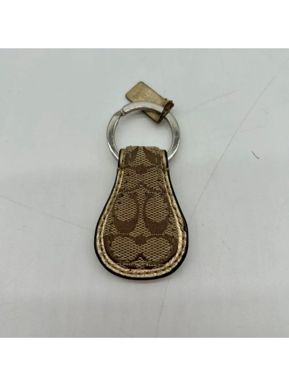 Coach Tan Canvas Print Keychain
